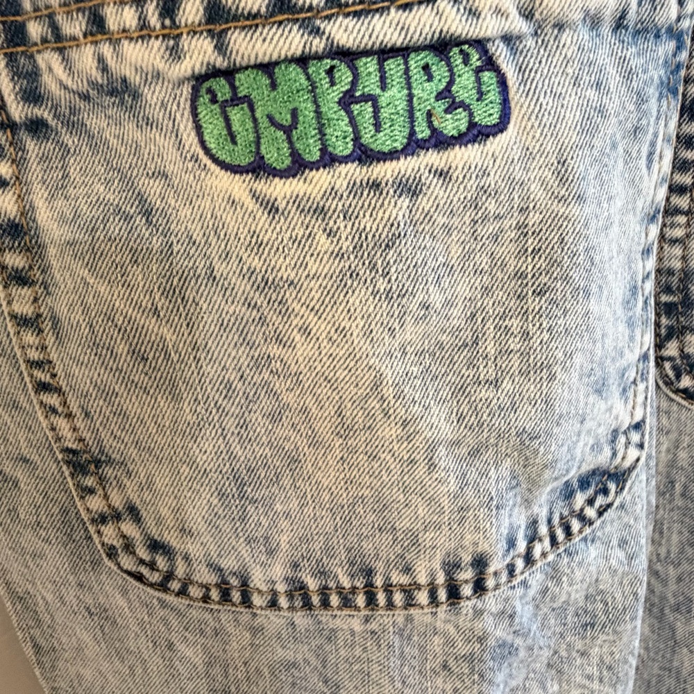 Empyre Acid Wash Denim Overalls Medium Y2K 90s Carpenter Streetwear - Picture 5 of 9
